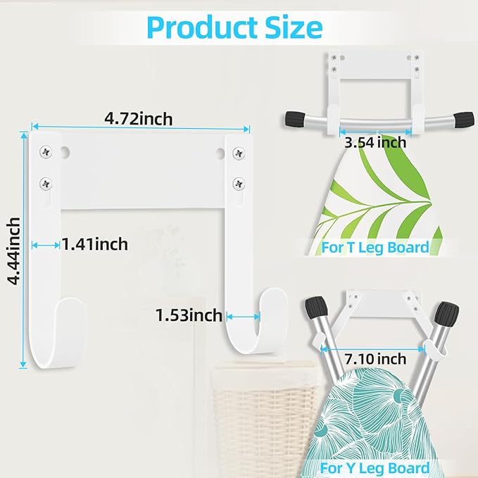 JUYSON Ironing Board Holder Wall Mount for T&Y Leg Ironing Board Hanger, Small Wall Mounted Ironing Board, Iron Holder Wall Mounted for Laundry Room