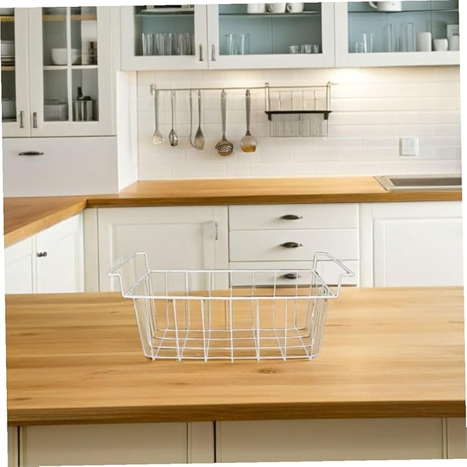 Heavy-duty Metal Freezer Storage Basket Organizer with Handle Hanging Wire Bins for Chest and Upright Freezers Refrigerator Dividers for Kitchen Pantry Organization