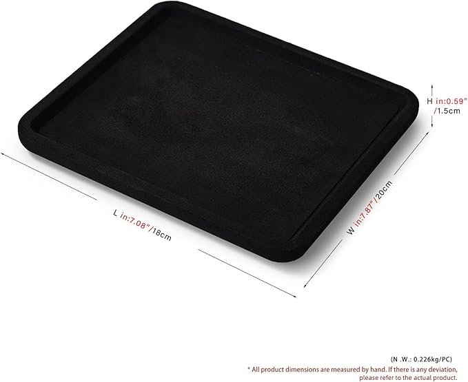 Microfiber Jewelry Display Flat Tray for Rings Earrings Necklace Bracelet, Jewelry Photograph Display Catchall Organizer Tray Dish(M,Black)