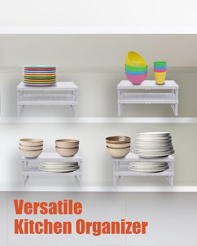 Locker Organizer Shelf， Adjustable Width and Height, Ideal Locker for School, Office, and Gym Lockers… (White 2 Pack New Version)