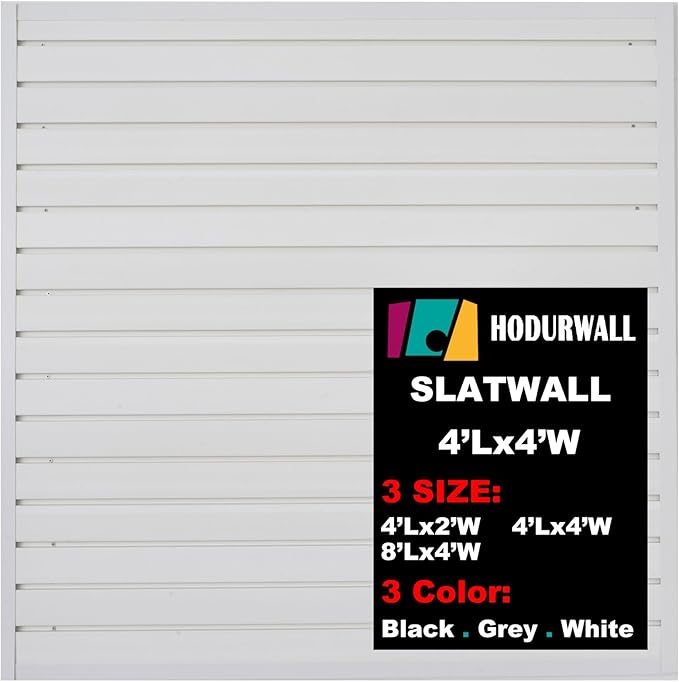 Slatwall Panels 4'x 4' Garage Slat Wall Storage Systems, Slat Wall Paneling Garage Wall Organizer, White Slat Board PVC Wall Panels Slatwall Displays Garage Tool Organizer Wall Mount Ladder Bike Rack
