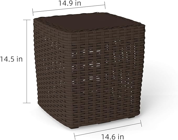 35 Gallon Outdoor Storage Box, Faux Rattan Deck Box with Removable Lid & Lockable Feature, All-Weather Waterproof Storage Bench for Poolside, Garden Tools Delivery Packages, Brown