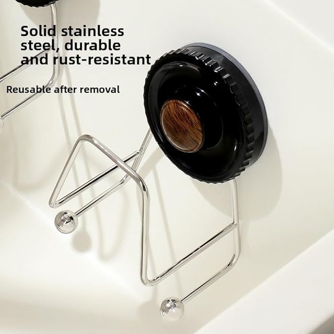 Kitchen Sink Organizer With Stainless Steel Suction Cup Sponge Holder For Wall Mounted Cleaning Tool Storage
