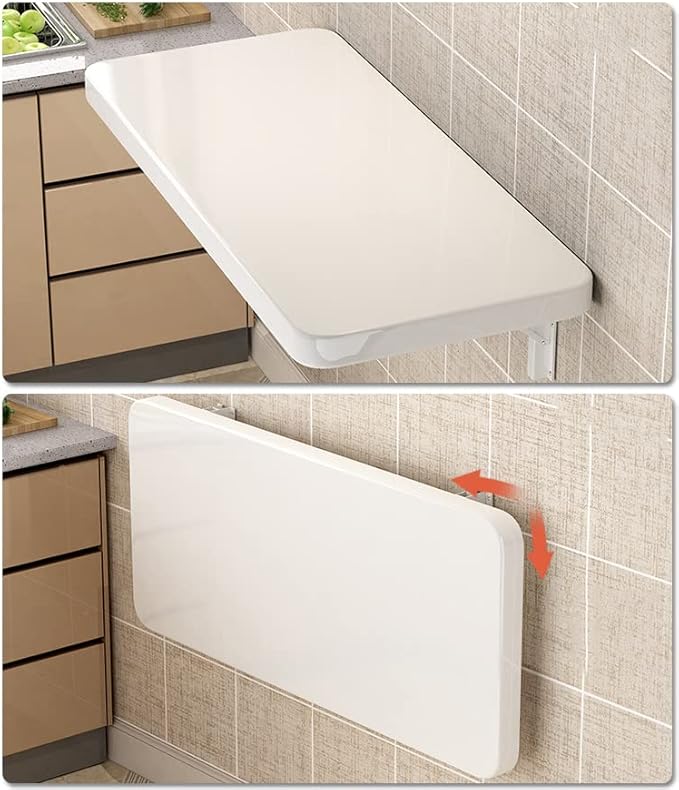 Wall Mounted Folding Table,White Floating Desk for Small Spaces,Stainless Steel Bracket Laundry Folding Table,Wall Folding Desk,Home Bars and Dining Establishments(100x50cm/39.4"×19.7")