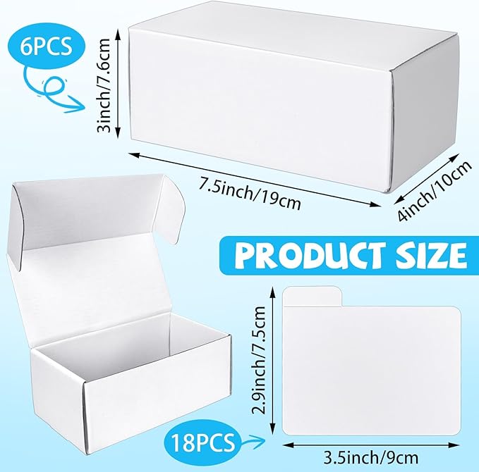 Trading Card Storage Box with Dividers, 6 Pack • 400 Count Bulk Card Collection Case, Corrugated Cardboard Storage Box for Sports, TCG/Magic/Mtg Cards (Horizontal Length 7.5 Inch)