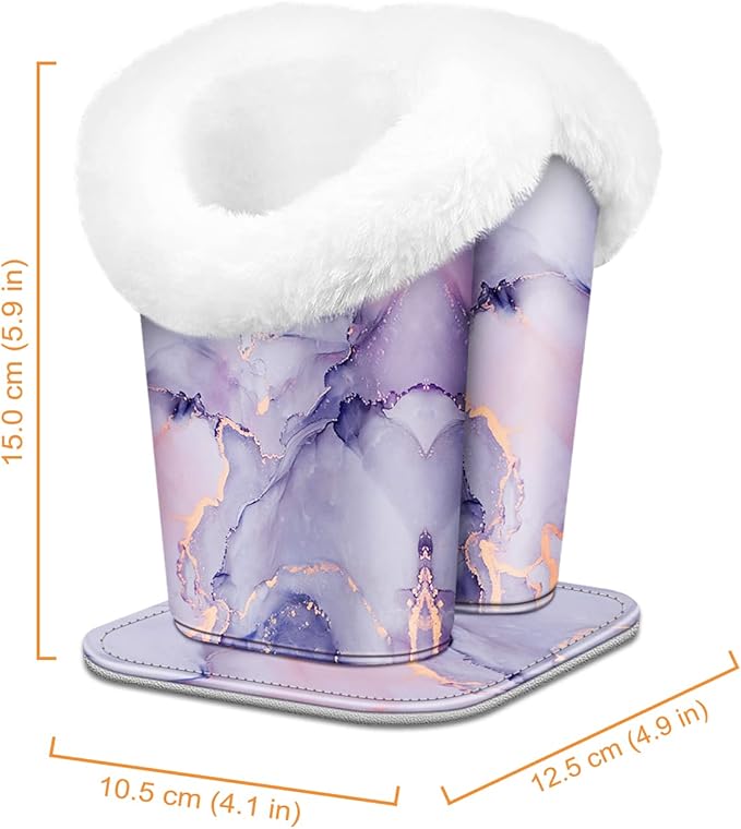 Fintie Plush Lined Double Eyeglasses Holder with Magnetic Base, Glasses Stand Case Organizer for Desk, Nightstand, Office, Lilac Marble