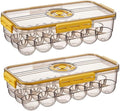 CottonColors Egg Holder for Fridge 18 Egg Container for Refrigerator Plastic Egg Organizer for Refrigerator Stackable Egg Storage With Lids for Timer(2 pack)