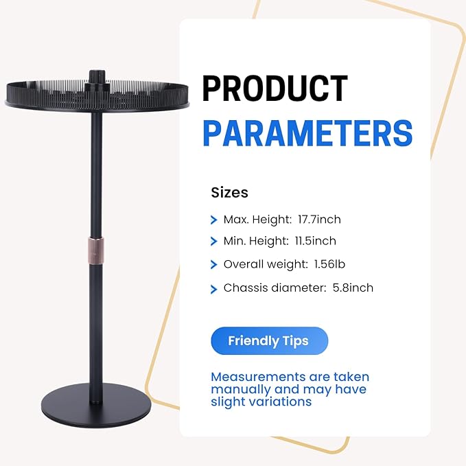 Adjustable Hair Extension Stand – Matte Black Metal, 11"–17.5" Height, Tangle-Free Storage & Display for Bangs, Clip-Ins, Color Strips, Colored Clip Hair Extensions & More, Non-Slip Base, Easy Assembly