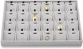 24 Grids Necklace Tray Jewelry Display Tray Necklace Holder Organizer for Drawers With Removable Jewelery Cards Pendant Bracelet Storage Holder (Grey