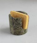 Natural Marble Travertine Sponge Holder for Kitchen Counter, Drying Rack, Sponge Caddy for Sink Organizer - Green Rainforest Marble