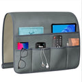 TV Remote Control Holder Couch Caddy, Non-slip Bedside Caddy Organizer with 5 Pockets for Key Glasses Phone Magazine Holders (Gray, 35''x18'')