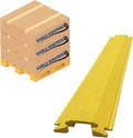 Kable Kontrol Drop Over Floor Cord Cover – 36” Inch Long 1 Channel Cable or Wire Protector – 100 Pcs Bulk Pack - Rubber Ramp for Indoor and Outdoor Use – Yellow