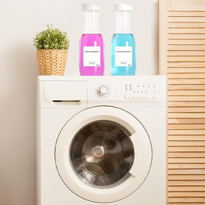 54 OZ Laundry Detergent Dispenser, Laundry Soap Dispenser, Liquid Laundry Detergent Container and Organizer, Clear Plastic Fabric Softener and Laundry Powder Dispenser for Laundry Room, 3Pack
