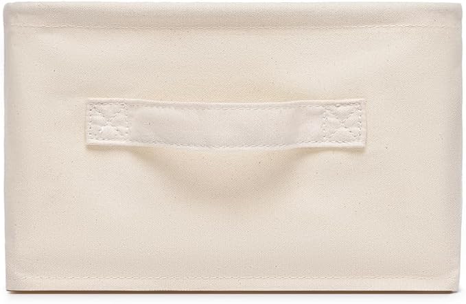 Foldable Storage Bins with Lids Cotton Canvas Rectangular Storage Box Ideal for Organization Lightweight and Durable (9.45 x 7.48 x 5.91)