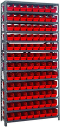 Quantum Storage Systems 1875-103RD Steel Shelving Unit with 4" Shelf Bins, 18" D x 36" W x 75" H, Red