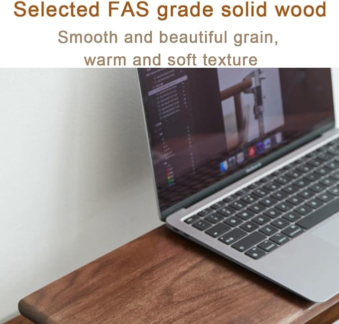 Solid Wood Monitor Stand for Saving Space, Monitor Riser with Storage, 2 Tier Computer Stand with Drawer, Multifunctional Desk Organizer for Home, Office(50cm-19.7in)