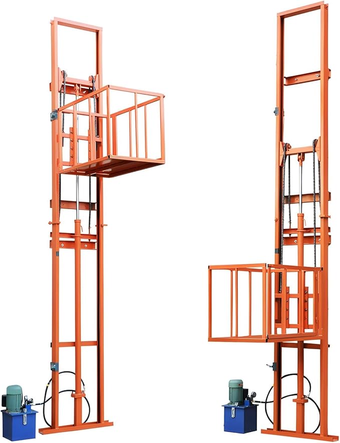 1Ton/2200Lbs Load Capacity Electric Lift Platform Table,29FT Lifting Height Hydraulic Lifting Rail Hoist,Wall Mounted Factory Warehouse Home Space Dedicated Freight Elevator