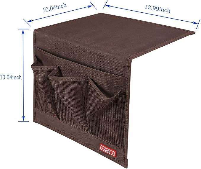 Bedside Storage Organizer - Table Cabinet Organizer Caddy for Remotes, Phone, Glasses (Classic 4 Pockets - Coffee)