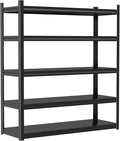 Storage Shelves, Garage Metal Shelving Unit, Adjustable, Double-Layer Column with Reinforced Ribs, Heavy-Duty, Capable of Bearing 600-3600 lbs (Black, 45''W*16''D*63''H, 5-Tier)