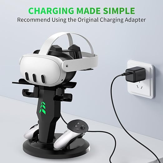 G-STORY Charging Dock for Quest 3/Quest 3S/Quest 2 VR Headset and Controllers, VR Charging Station with LED Lights, Fast Charger Dock Stand for Quest Pro Accessories with Type-C Cable