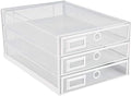 Annova Desk Organizer Wire Mesh 3 Tier Sliding Drawers Paper Sorter/Multifunctional/Premium Solid Construction for Letters, Documents, Mail, Files, Paper, Kids' Art Supplies (White)