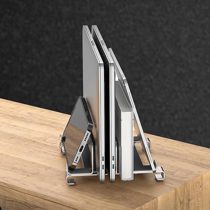 Vertical Laptop Stand Holder, Compatible Desktop Laptop Holder, Adjustable Notebook Dock, 3 in 1 Computer Stand for Laptop/Tablet
