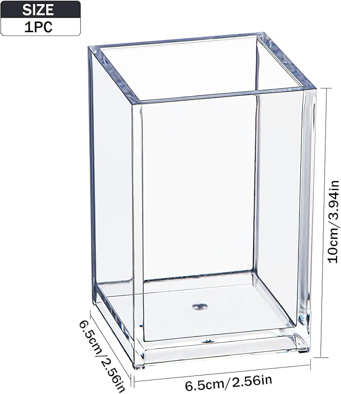 dedoot Acrylic Drawer Organizer, Clear 1 Compartment Makeup Organizer Transparent Plastic Makeup Brush Holder Pen Holder Jewelry Accessories Storage Acrylic Square Cube Box,2.5X2.5X3.8 Inches