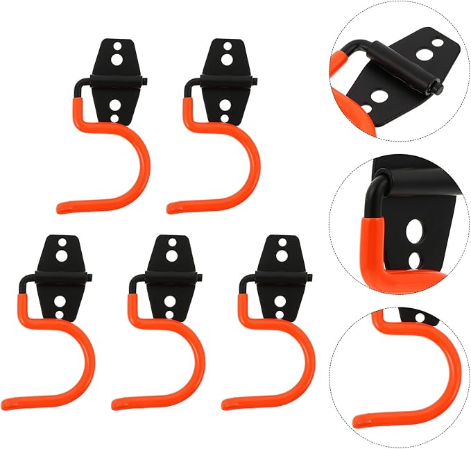 NOLITOY 5pcs Heavy Duty Metal Wall Mounted Hooks Large Capacity Storage Hangers for Garage Warehouse Mop Broom Tool Organizer Sturdy Utility Hook Holder
