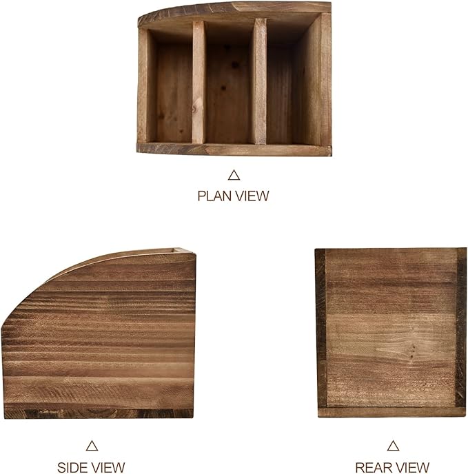 OKSQW Rustic Vintage Wooden Desk Organizer Farmhouse Wood Remote Control Caddy, 3 Slot Tabletop Desktop Office Supply Storage Rack Desktop TV Remote Control Holder Home Decor Office Supplies Storage