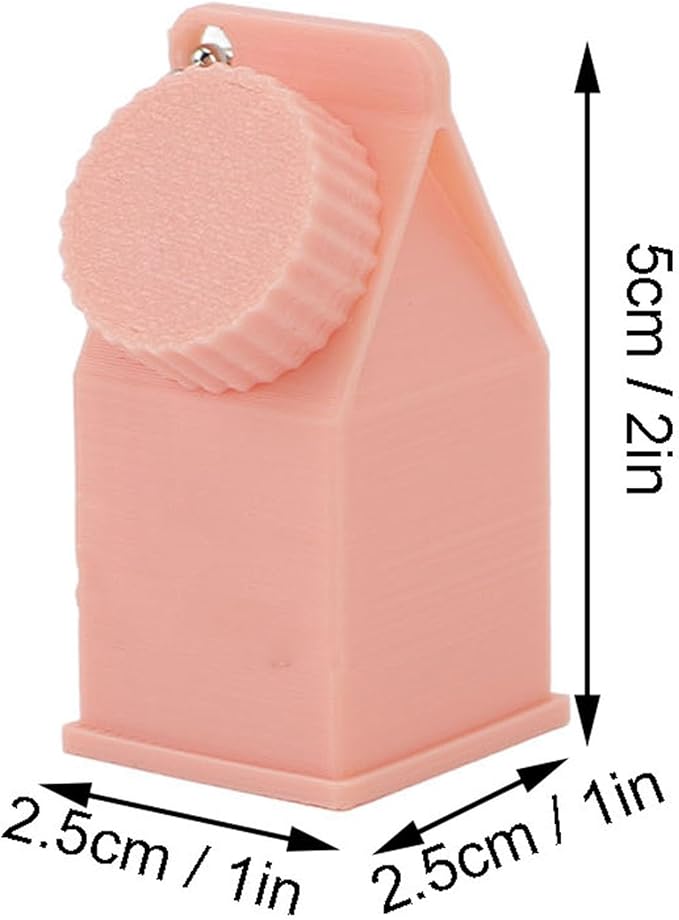 TOPINCN Milk Carton Box Keychain,Tolerant Holder Milk Carton Keychain Holder Mini Lactose Intolerance Pills Case Keychain Container (Pink)