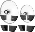 Universal Adjustable Pot Lid Organizer for Cabinet - Upgraded Patented Set of 4 Pan Lids Organizers Inside Cabinet Door Wall Mount Pots Top Holder for Kitchen Cupboard, Fits 6" to 14" (Black)