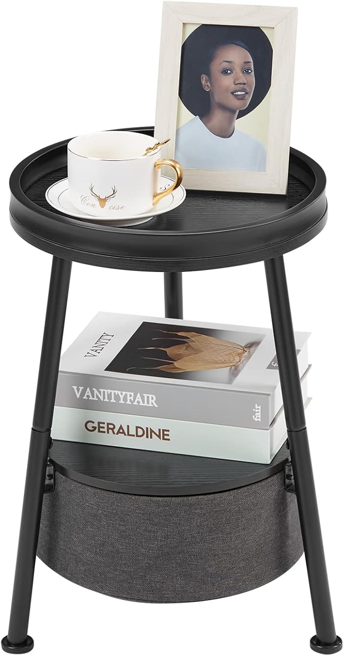 Round End Table, 11.8*17.8' Round Sofa Table, Small Round Table, Small Coffee Table, Living Room Bedroom