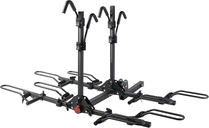 Young 4-Bike Rack Hitch Mount Platform Style Carrier for Cars Trucks SUVs Minivans with 2" Hitch Receiver, 4 Bikes X 40 lbs (160 lbs Total) Load Capacity