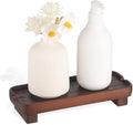 Wood Riser Small Decorative Tray Sink Soap Dish, Vanity Tray Pedestal Stand 8.7 x 3.6 inches (Dark Brown)