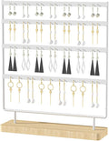Earring Holder Organizer,Pierced Large Earrings Display Stand For Selling,Small Stud Earring Organizer Rack,Hoop Earring Storage Hanger Tree (White, 4 tier)