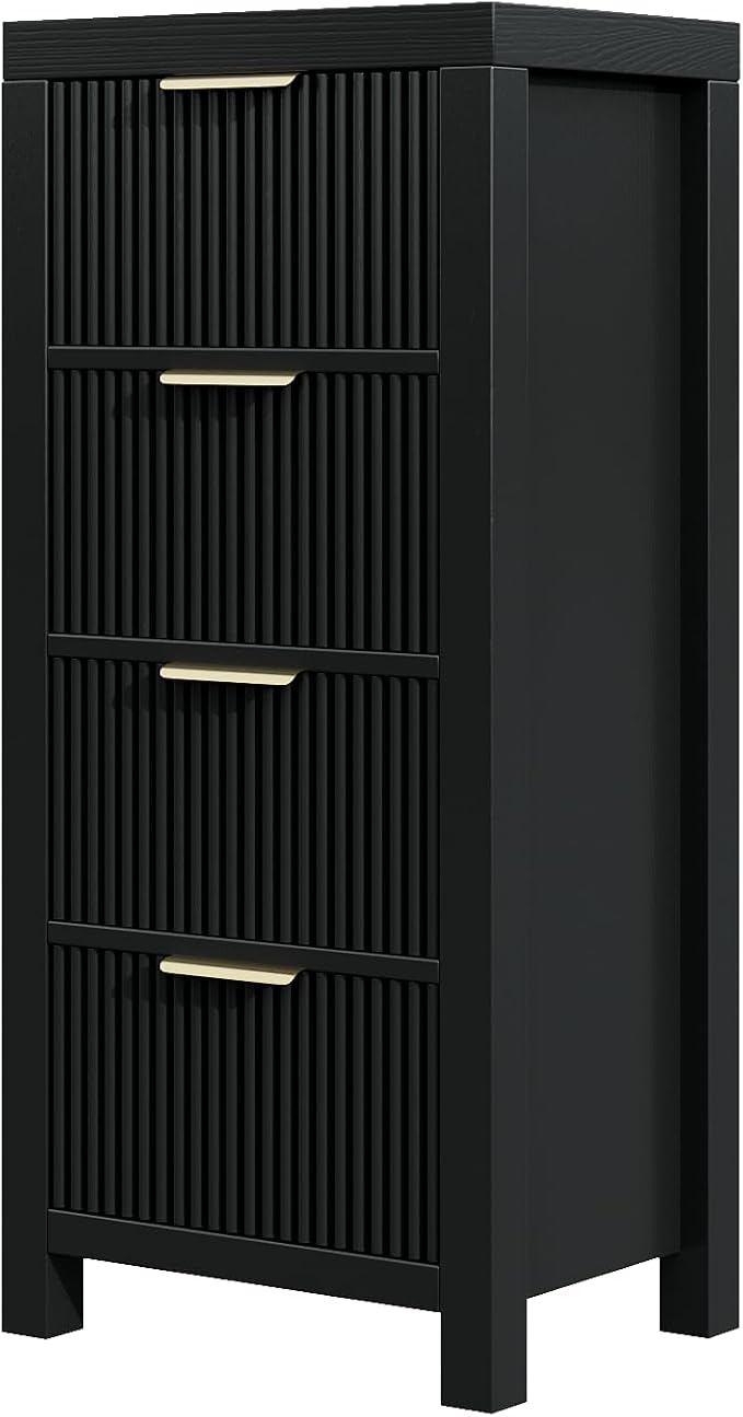 Modern Solid Wood Chest of Drawers, Multifunctional Large-Capacity Storage Drawer Cabinet, Dresser Organizer with Metal Handle, for Hallway, Entryway, Black X2