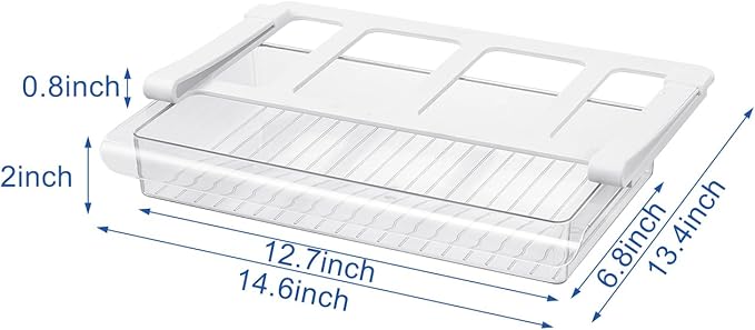 Pull-Out Fridge Drawer Organizer - Under Shelf Storage Bins for Refrigerator Organization for Fruits Vegetables, Cheese & Deli (Flat & Wide)