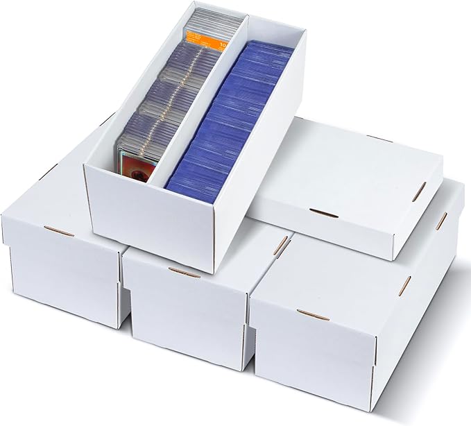 4 Pack Trading Card Storage Box - 2 Rows, Cardboard Storage Box holds 320+ Top Loaders, Graded Card Holder Organizer Case fits PSA/HGA Slabs