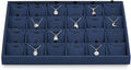 24 Grids Microfibrt Necklace Tray Jewelry Display Tray Necklace Holder Display Trays for Drawers With Removable Jewelery Cards Necklace Pendant Bracelet Storage Tray (Beige)