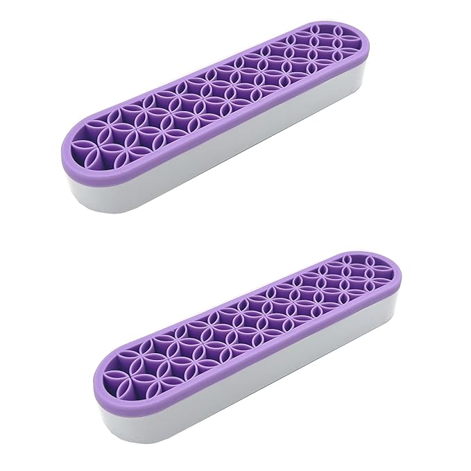 TANG SONG 2 PCS Silicone Make up Brush Holder Cosmetic Storage Box Desktop Organizers (Light Purple)
