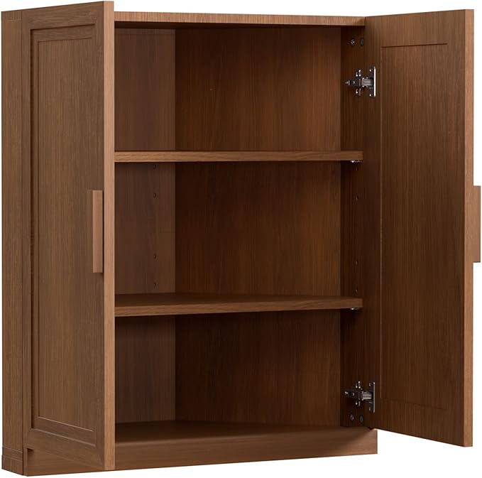 Casaphoria Farmhouse Corner Cabinet, Wooden Corner Storage Cabinet with Adjustable Shelves, Narrow Storage Organizer for Small Space, 36" H x 31" W x 16" D, 51Lb, Walnut