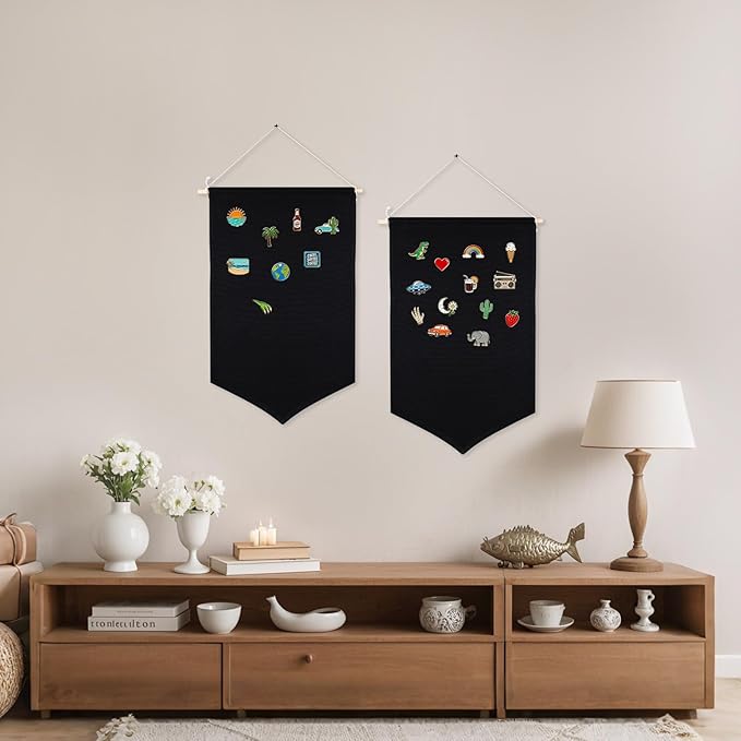 3 PCS Canvas Banners Wall Hanging Brooch Jewelry Storage Case Stand Enamel Pin Display, Sublimation blank Banner,Holder Earrings Necklace Pin Collection Organizer