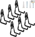 6 Pack Garage Hooks Heavy Duty - Supports 100 lbs, Utility Steel Garage Hanger & Organizer for Organizing Garden Lawn Tools, Ladders, Garden Hose, Digging Shovel, Bikes, Ropes