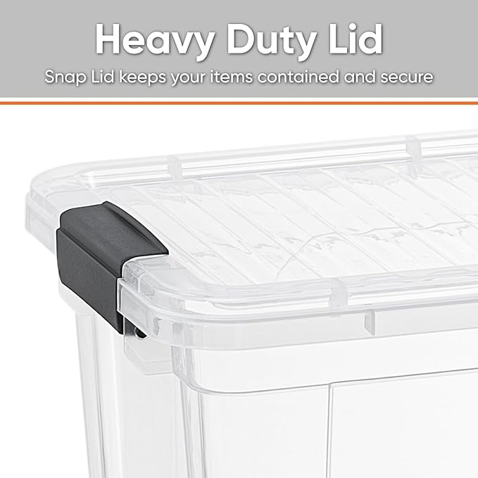 Superio Clear Storage Boxes with Lids, 4.7 Quart Plastic Container Bins for Organizing, Stackable Crates, BPA Free, Non Toxic, Odor Free, Organizers for Home, Office and Dorm, 4 Pack