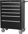 6-Drawer Rolling Tool Chest Cabinet, Large Capacity Metal Tool Box with Wheels and Locking, Roll Around Storage Organizer Tool Cart for Garage, Warehouse, Work Shop - Black