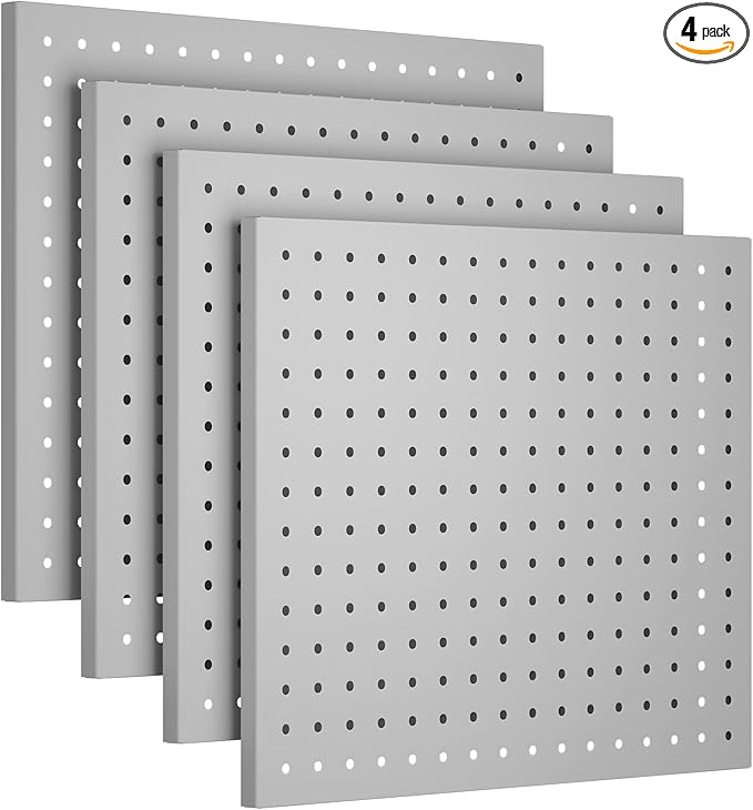 Pegboard,Metal PegBoard Panels,Steel Wall Pegboard,Metal Peg Board Wall Organizer for Office,Crafts Organization, Ornaments Display,Grey