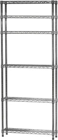 Shelving Inc. 8" d x 30" w x 64" h Chrome Wire Shelving with 6 Tier Shelves, Weight Capacity 800lbs Per Shelf