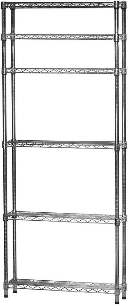 Shelving Inc. 8" d x 30" w x 64" h Chrome Wire Shelving with 6 Tier Shelves, Weight Capacity 800lbs Per Shelf