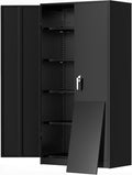 Greenvelly Metal Garage Storage Cabinet, 72” Lockable Storage Cabinet with Adjustable Shelves, Steel Tool Organizer for Home Office, Garage, School, Classroom(36" W x 18" D)