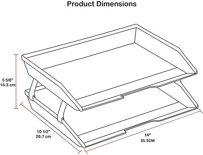 Acrimet Facility 2 Tier Letter Tray, Side Load, Letter Size/A4, Desktop File Organizer, Plastic (Clear Pink Color)